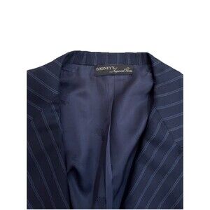 Barneys New York GGG Wool Pinstripe Blazer Mens 40R Navy White Wool USA Made